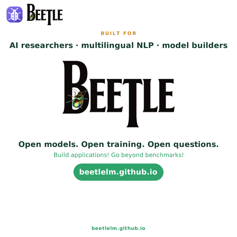 Beetle, built for AI researchers, multilingual NLP and model builders.